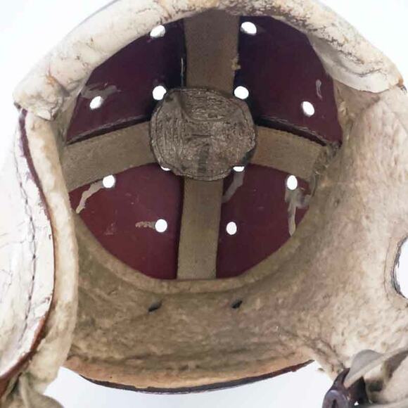 Vintage Football Helmet Est. C. 1920-1940, Fabric Chin Strap - Picture 4 of 8